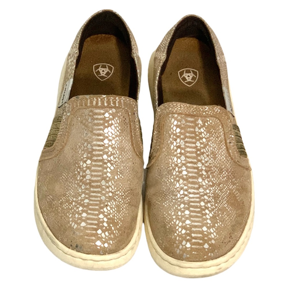 Ariat Women's Ryder Slip On Shoes Size 7.5 Gold Metallic Animal Print Comfort